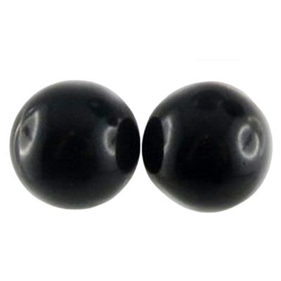 [R7998] - Black 'Perla' Earrings - 12 Mm