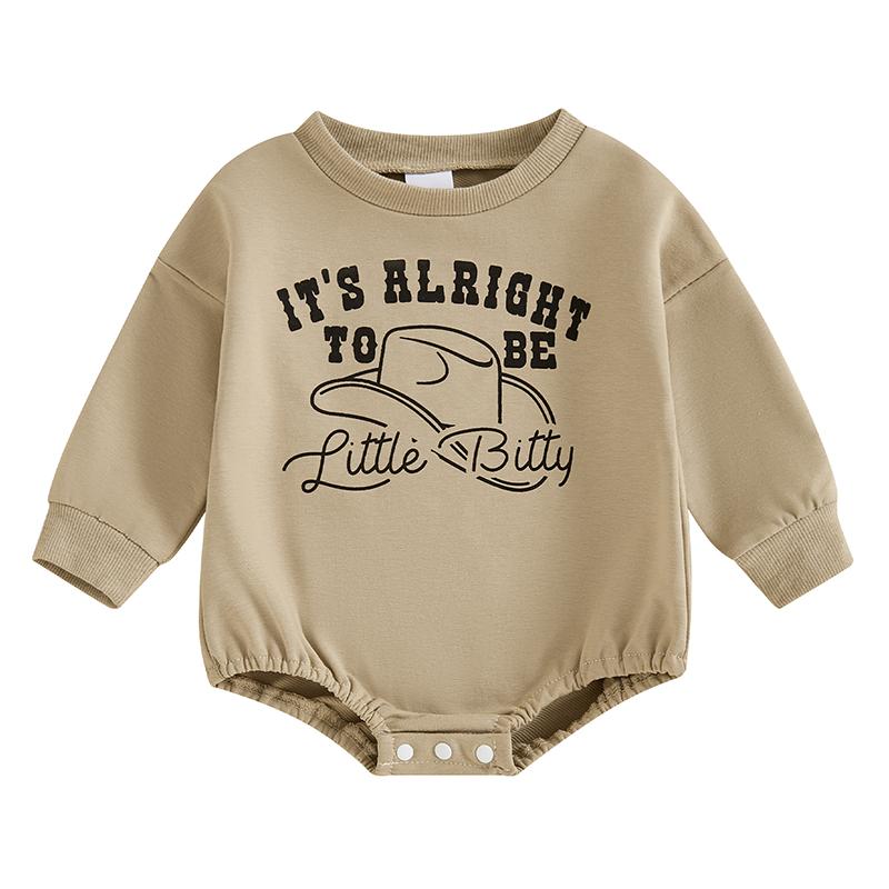 

Baby Halloween Sweatshirt Romper Letter Hat Print Round Neck Long Sleeve Bubble Jumpsuit 0-3M кофейный