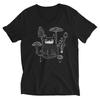 V-NECK T-SHIRT Black Cat Sunflower Mushrooms Folk Art Cat Lover Birthday Gifts Funny Cute Kawaii Kitty Graphic Tee Quirky Whimsical Gift