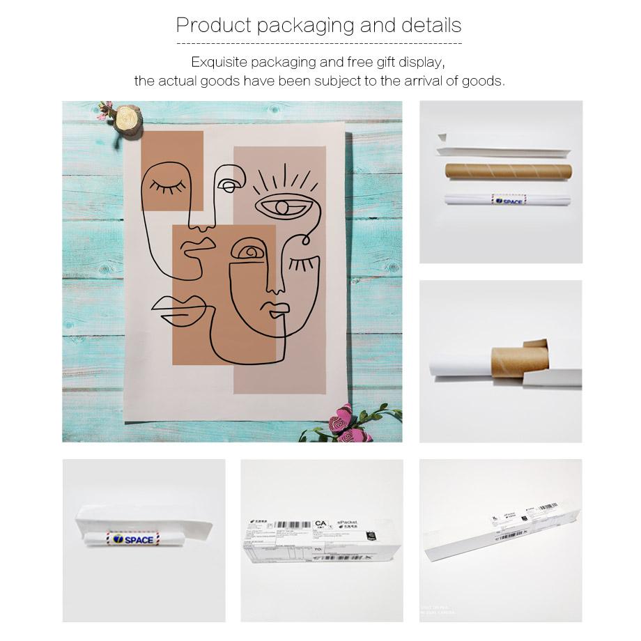 Boho Abstract Line Face Moon Rainbow Leaves Wall Art Canvas Painting Nordic Posters And Print Wall Picture For Living Room Decor