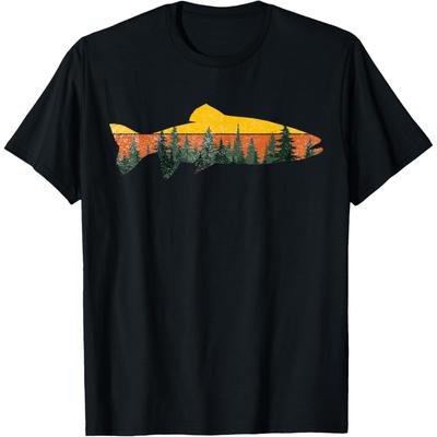 Trout Fly Fishing Outdoor Forest Nature Wildlife Fisherman Graphic T Shirts Men Humor Tee Short Sleeve Unisex Loose Clothing