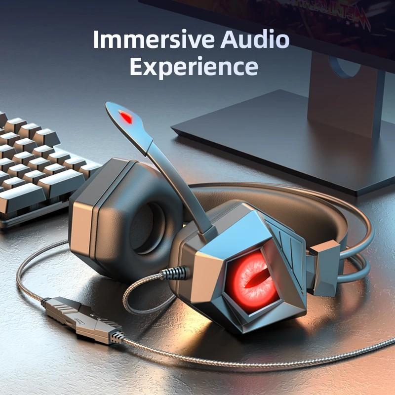 Căști cu fir pentru sporturi electronice, căști luminoase pentru jocuri, căști stereo surround, sunet ultra clar, microfon, HiFi, USB, căști