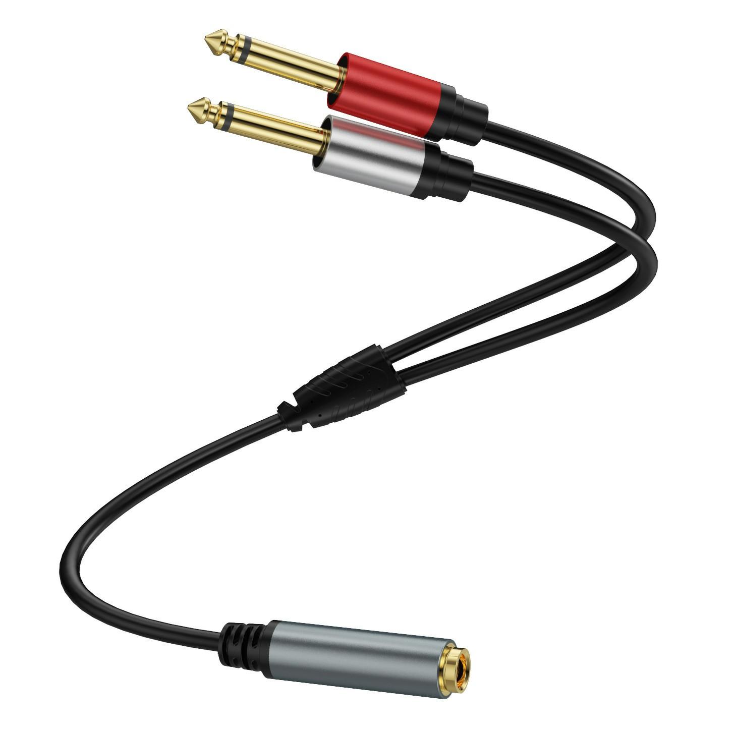 

0.3m 6.35mm TRS Stereo Female to Dual 6.35mm Male TS Mono Jack Audio Speaker Splitter Cable As Shown A