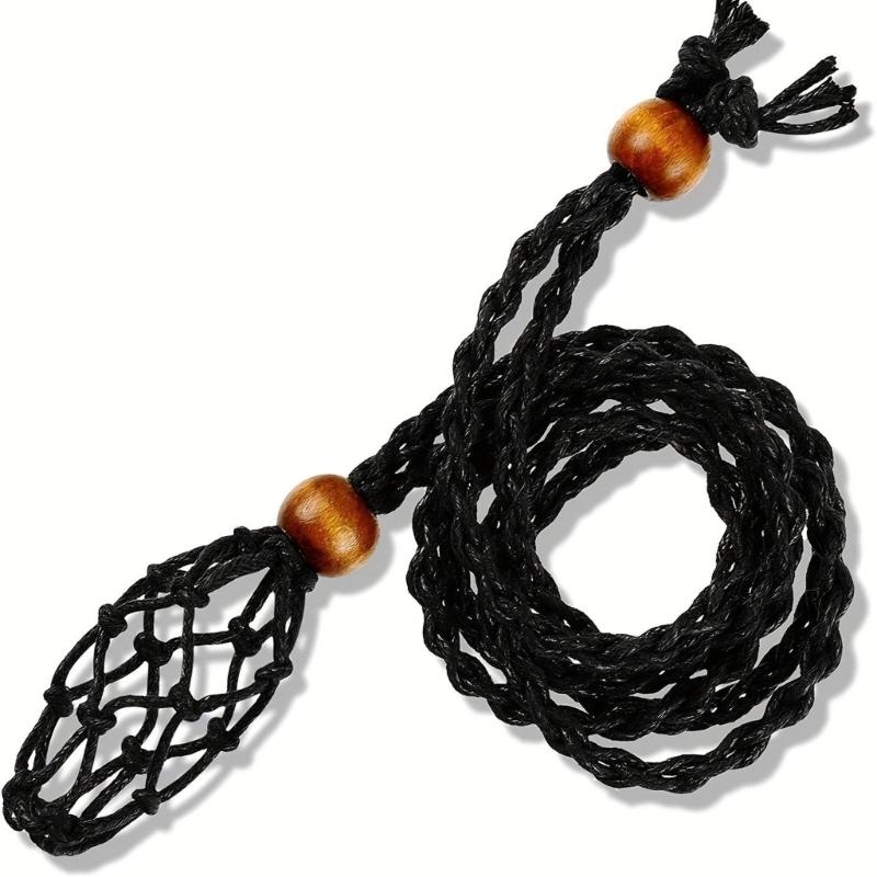 10er-Packung Halsketten mit Anhänger aus Naturstein, Netztasche, einzigartige verstellbare Kordel, Choker zur Präsentation von Kristallen, handgefertigter Schmuck