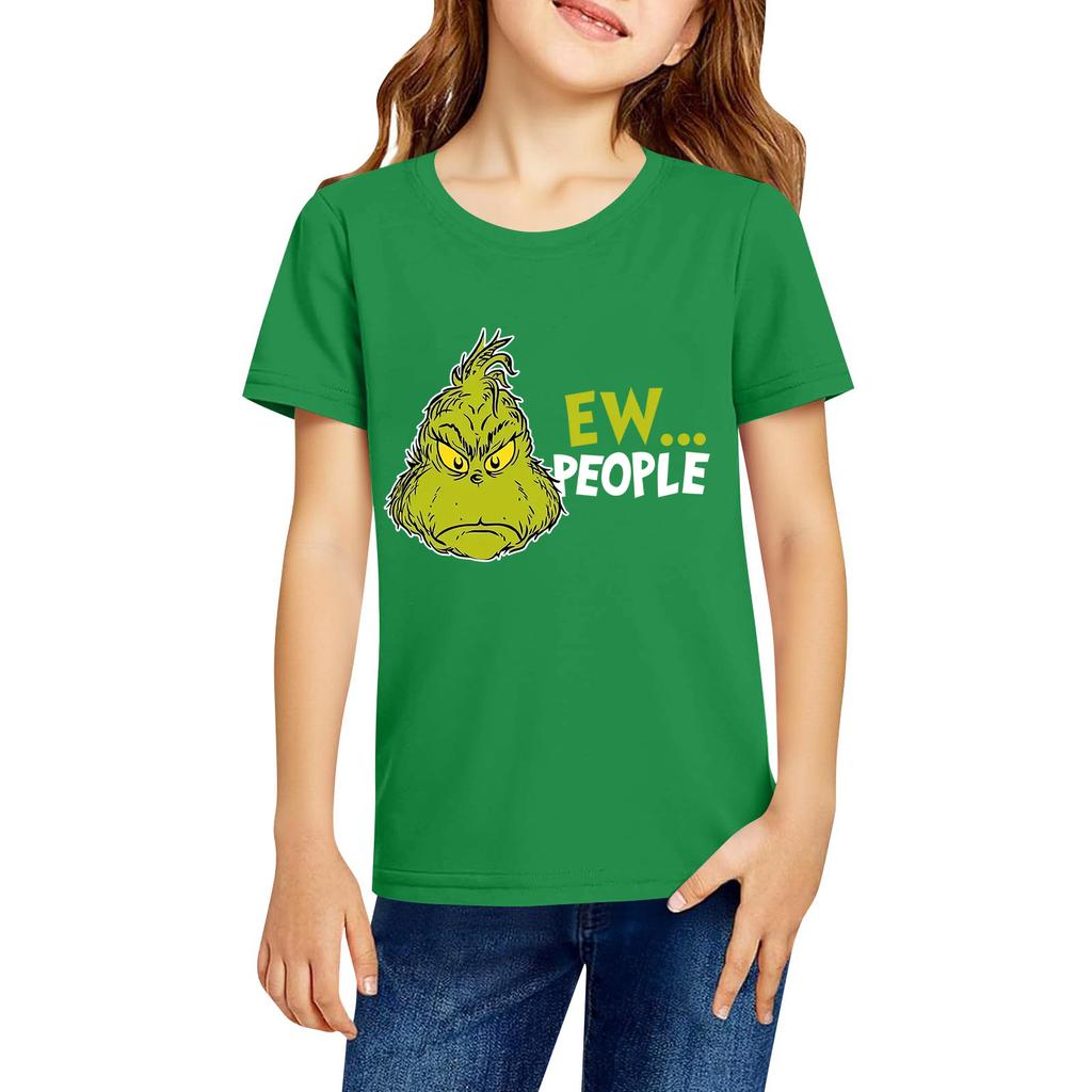 Fashionable Round Neck Short Sleeve Work Clothes Printed Tops For KID Summer Tops