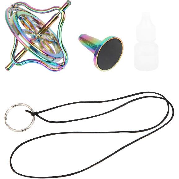 TOPINCN Alloy Gyroscope Toy Stress Relief Fingertip Toy for Adult withDecompression Bright Colorful Metal FrameDecompression Toy Adult Toy (Colorful)