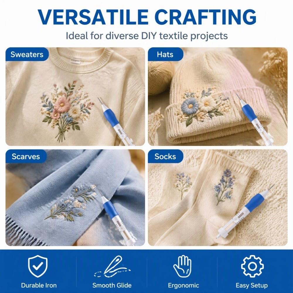 ABS Plastic Handle Punch Needle Pen 1Set Kit Knitting Punch Tool DIY Embroidery Pen DIY Craft
