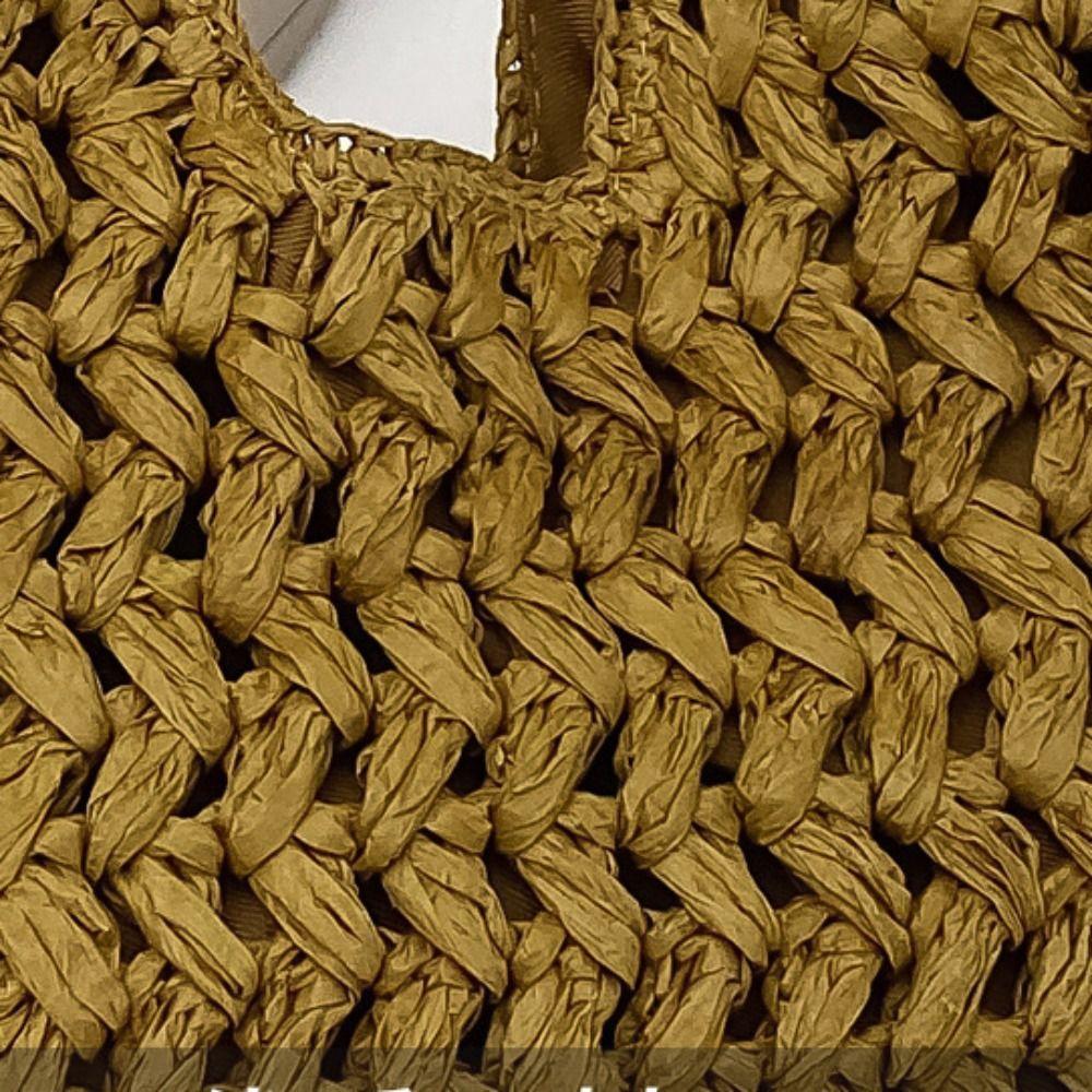 Half-Moon Straw Bag Large Capacity Weave Tote Bag Casual Woven Handbag  Beach