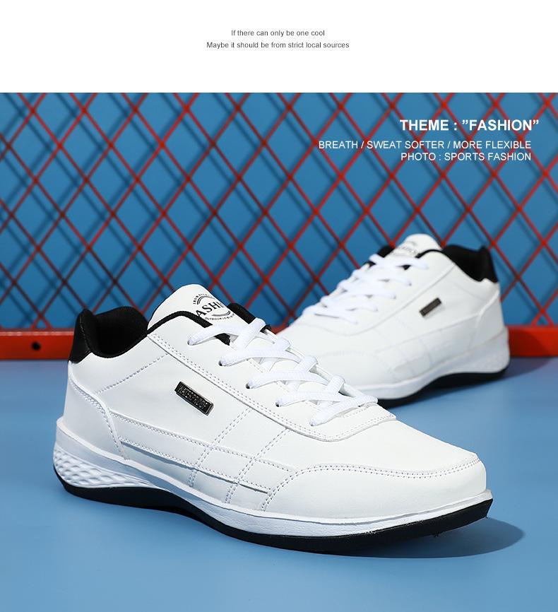 

Мужская обувь 2025 кожаные сверхлегкие EVA комбинированные спортивные кроссовки мужские повседневные кроссовки молодежная трендовая обувь 39 белый