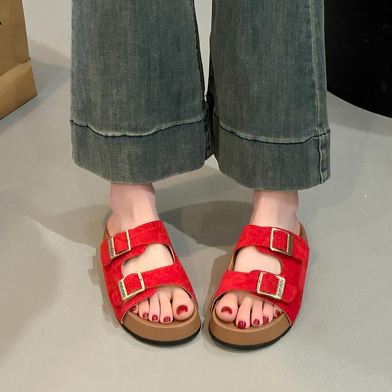 2025 Women Flat Casual Slippers Ladies' Casual Simple Hasp Flat Base Slippers Large Size Comfortable Non-slip Women Slippers