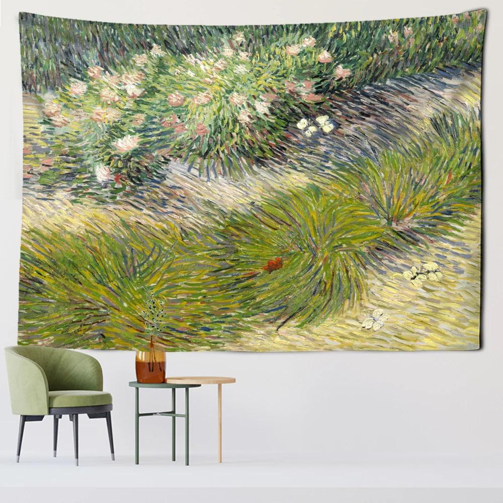 Gobelin Van Gogh Aloesowy Wóz i Daleki Pociąg Salon Tło Domu Tkanina Wisząca Dekoracja Ścienna