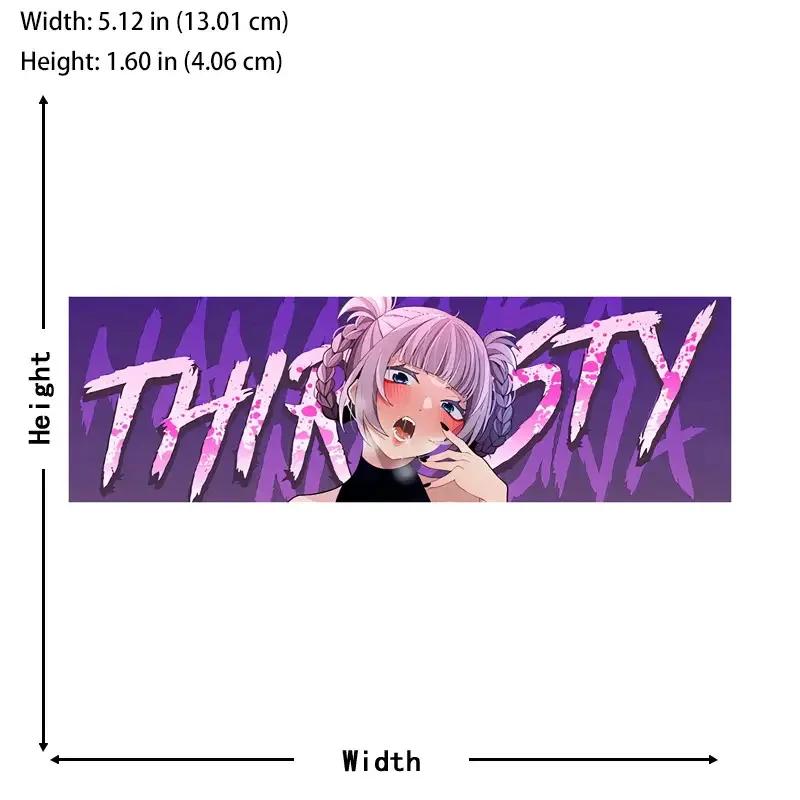 Pink Double Bun Anime THIRSTY Sticker 1PC, 2D Flat Waterproof Vinyl Decal for Car Skateboard Luggage