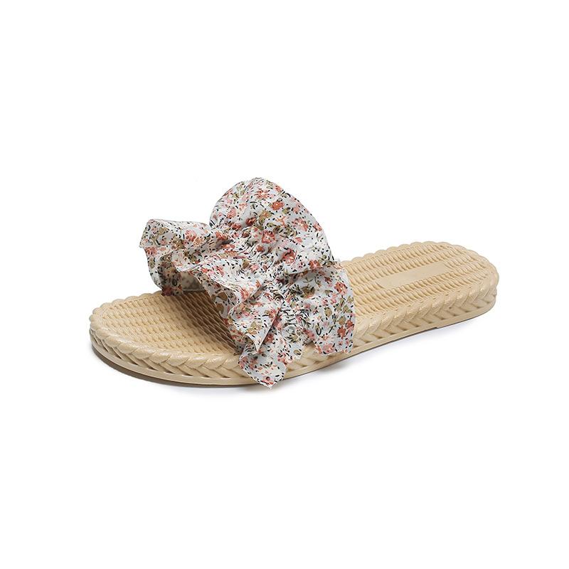 Ladies New Slippers, Flowers Super Fire Fairy Sandals and Slippers Indoor and Outdoor Slippers Fashion All-match  Beach Shoes