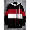 Trendy cool red black and white contrasting digital printed hooded sweatshirt for streetwear men