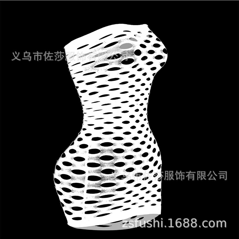 Sexy and romantic underwear for export, large hole body-hugging dress, strapless romantic net dress, net dress, full-body Sheer mesh  round hole...