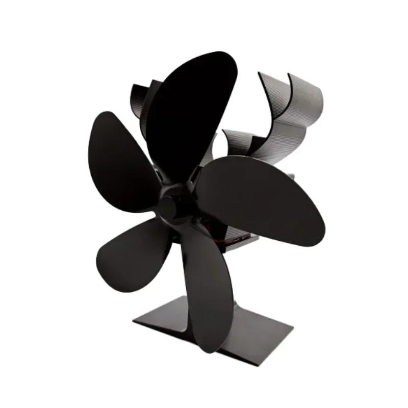 1pc Fireplace Fan 5-Blade Heat-Powered For Home Room Air Circulation For Wood Burning Stove Ice Fishing Outdoor Heater Parts