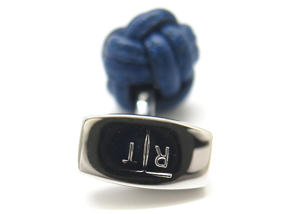 TATEOSSIAN Nord Pelle Leather Cuffs Cufflinks (Rhodium & Blue)