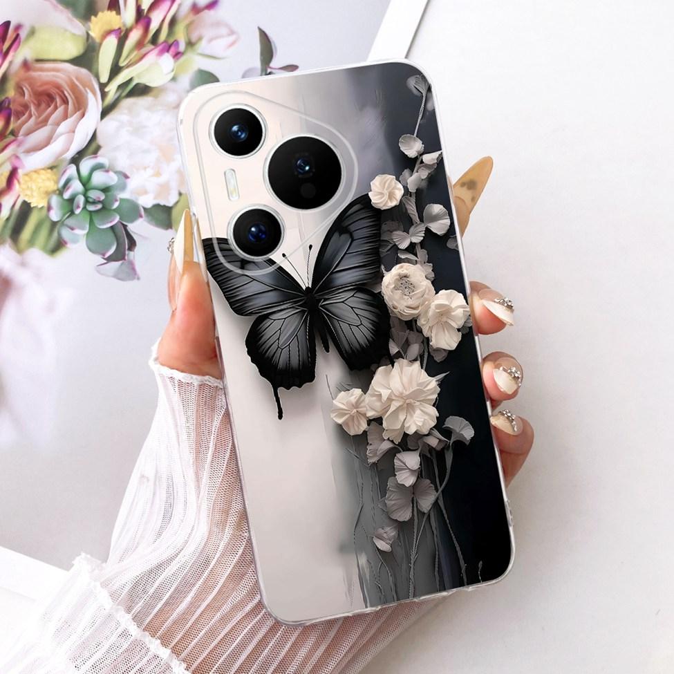 For Huawei Pura 70 Clear Case Aesthetic Luxury Cute Fashion Flowers Funny Painted Casing For Huawei ADY-LX9 ADY-AL00