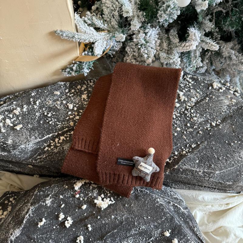 Red Christmas New Scarf For Children Student Winter Cute Cartoon Warm Thickened Knitted Scarves Girls Boys Scarf New Gift