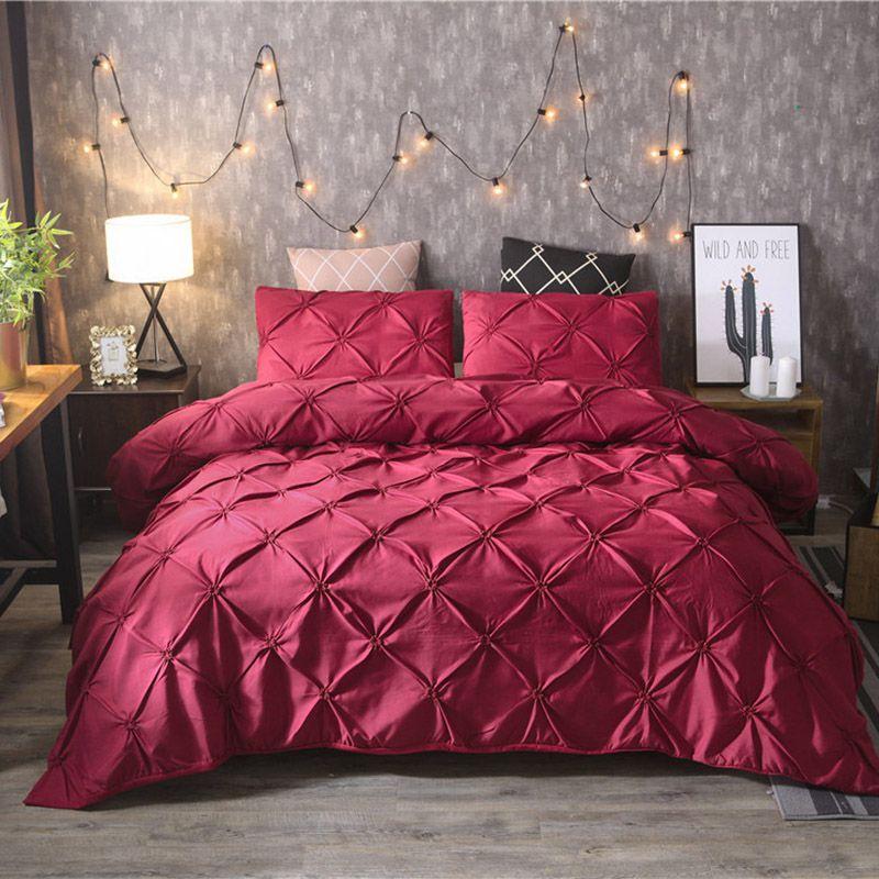 

Luxurious Pinch Pleat Pintuck Duvet Cover Pillow Sham Set For Elegant Bedrooms Twin（2pc 150*200） красный