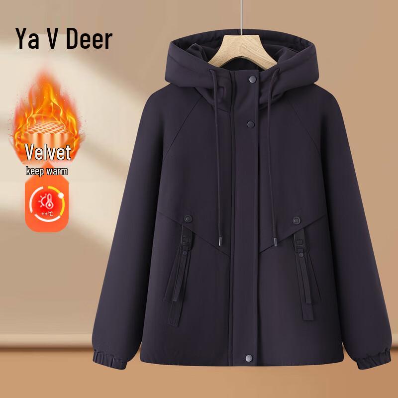 Yalu Women's Thick Fleece-Lined Hooded Winter Parka Jacket