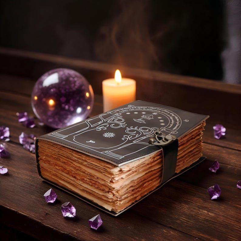 Doors of Durin from Tolkien Lord of the Rings - Handmade Leather Journal Book of Shadow Fantasy Journal Wedding Guest Book Gift for Him/her.