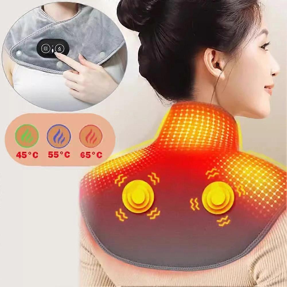 Electric Heating Shoulder Massager 3 Heat Settings Vibration USB Powered