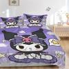 3pcs Cute Kuromi Quilt Cover Set (1 Quilt Cover + 2 Pillowcases Without Pillow Core), High-Definition Printing for Home and Dormitory.H014