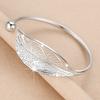 Fashion 925 Silver Woman Cuff Bracelet Open Leaf Shaped Adjustable Charm Bangle Bracelets Luxury Party Jewelry Gifts
