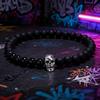 New Fashion Mens Bracelet Natural Stone Gothic Skull Braslet 6mm Onyx Strand Braclet Gifts For Him Zirconia Brazalete Pulseria