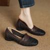 Square Head Versatile Hole Shoes Retro Hollow Weaving Spring and Summer New Daily Casual Breathable Single Shoes