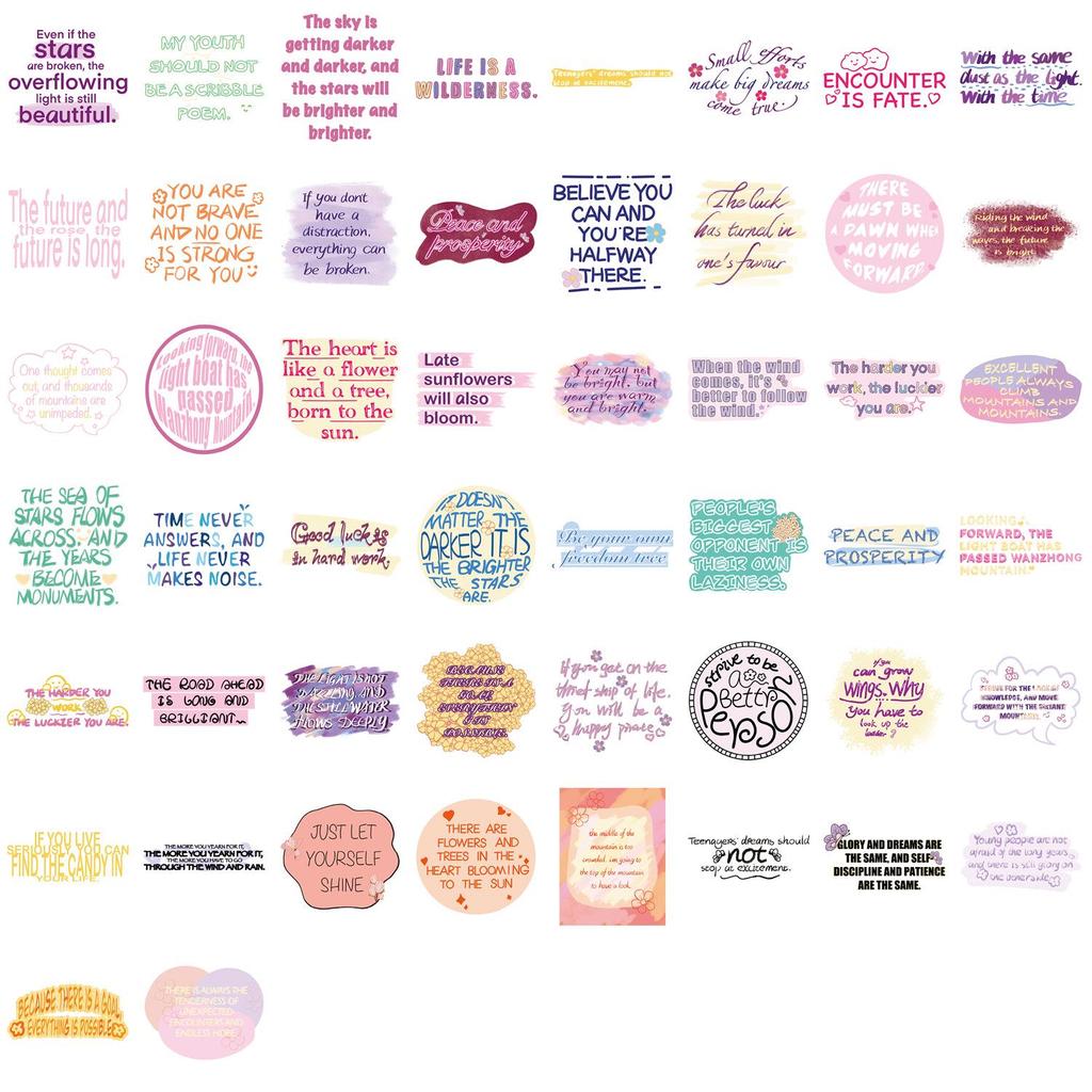 50 Motivational English Phrase Stickers for iPad, Pencil Box, and Notebook Decoration