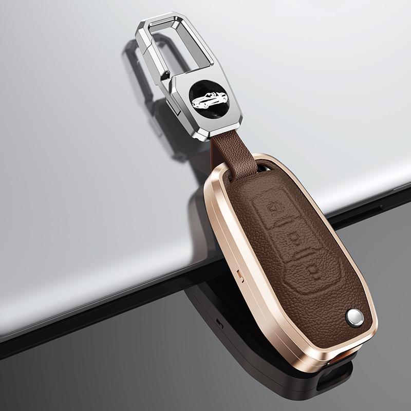 Ford Schlüsselhülle: Edge, Focus, Mondeo Echtleder & Metall Schlüsselanhänger