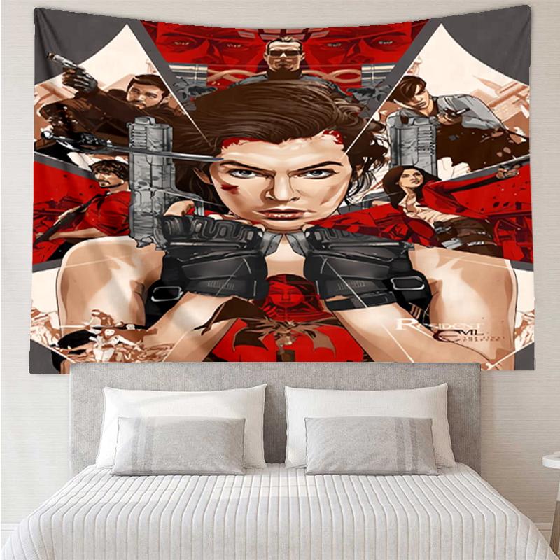 Resident-Evil Print Tapestry, Backdrop, Easy Setup, Ideal for Bedroom, Office & Living Room, with Aesthetic Wall Hanging Decor.
