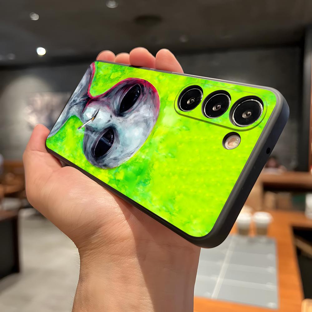 Funny Space UFO Alien Thing Phone Case For Samsung A56 A36 A26 A16 A15 A25 A35 A55 A14 A34 A24 A54 Black Soft Shell