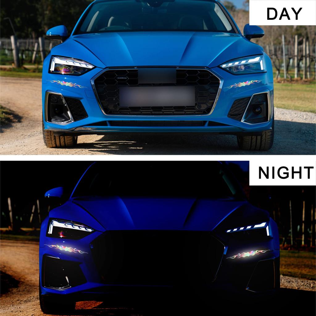 TOMALL 4 Pieces 15cm Flame Reflective Sticker Car Vinyl Racing