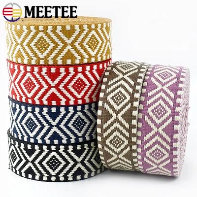 Meetee 2-10M 38mm Jacquard Polyester Cotton Ribbon Band Canvas Bag Strap Belt Decorative Bias Webbing Tape Sewing Accessories