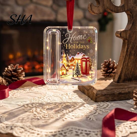 Transparent Acrylic Gift Ornament Christmas Money Holder Ornament, Cash Hanging Decor with Stocking Stuffer for Festive Pattern, Tree Pendant Surprise
