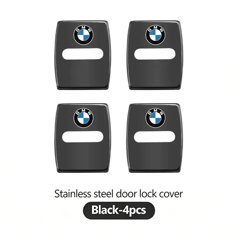 BBKD8 4Pcs Stainless Steel Shock Absorbing Car Door Lock Cover Anti Vibration Latch Protector Accessories For BMW E90 G80 M3 G30 M5 F8