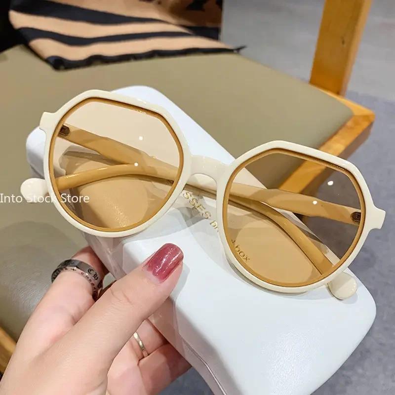 Stylish Sunglasses Women Stylish Lenses Personalized Round Shape Frame Sun Glasses Ins Korean Style Sweet Color Sunglasses Lentes De Sol