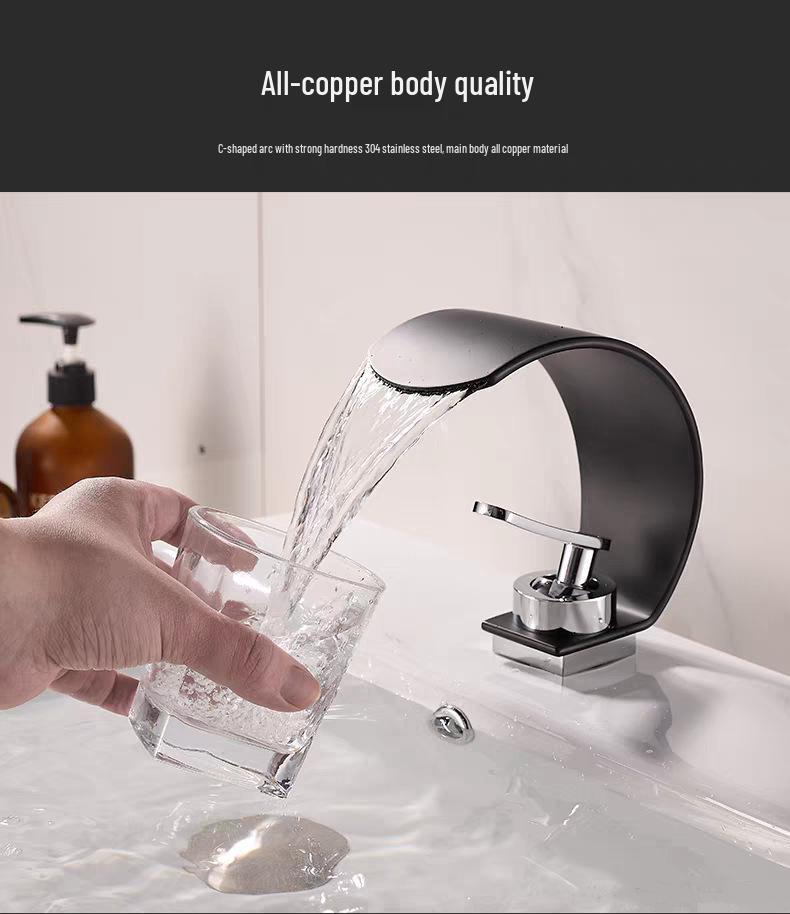 Luxury Brass Hot & Cold Waterfall Faucet for Bathroom Washbasins