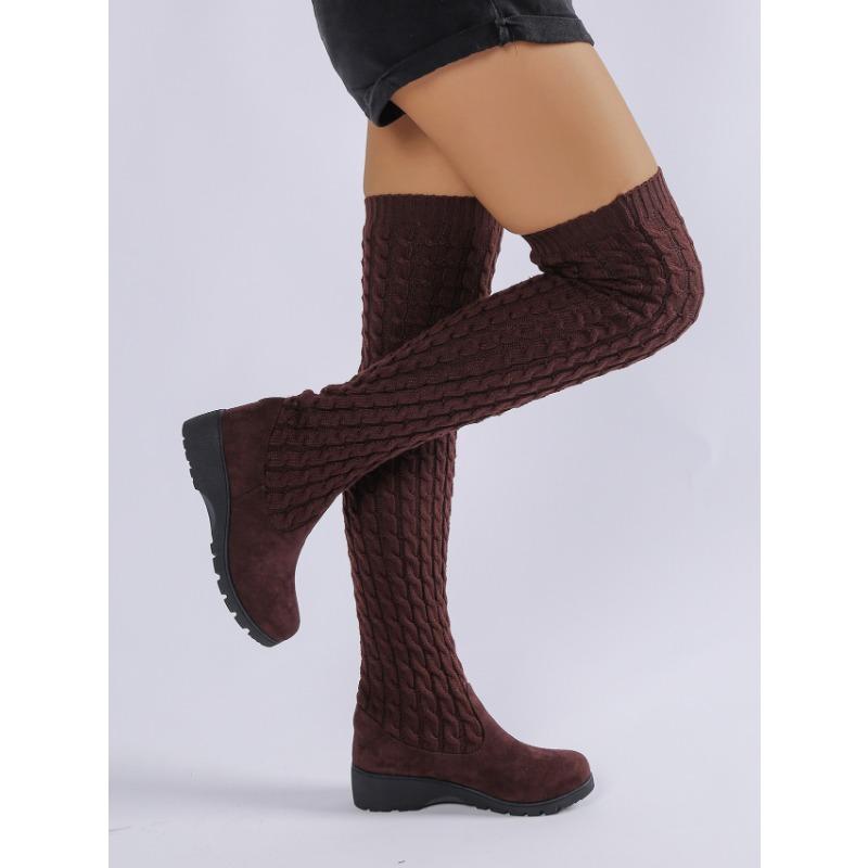 Women S Thick Platform Wedge Heel Over The Knee Boots Large Size Winter