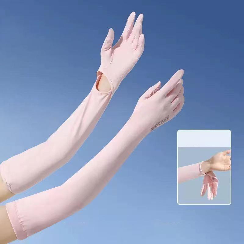 Summer Ice Silk Sun Protection Gloves, Breathable And Lightweight, UV Protection, Suitable For Driving, With Ice Sleeves