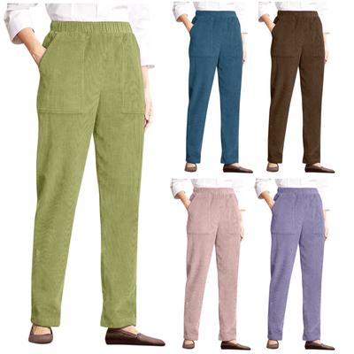 Women's Casual Solid Colour Elastic Waist Straight Casual Pants With Pockets