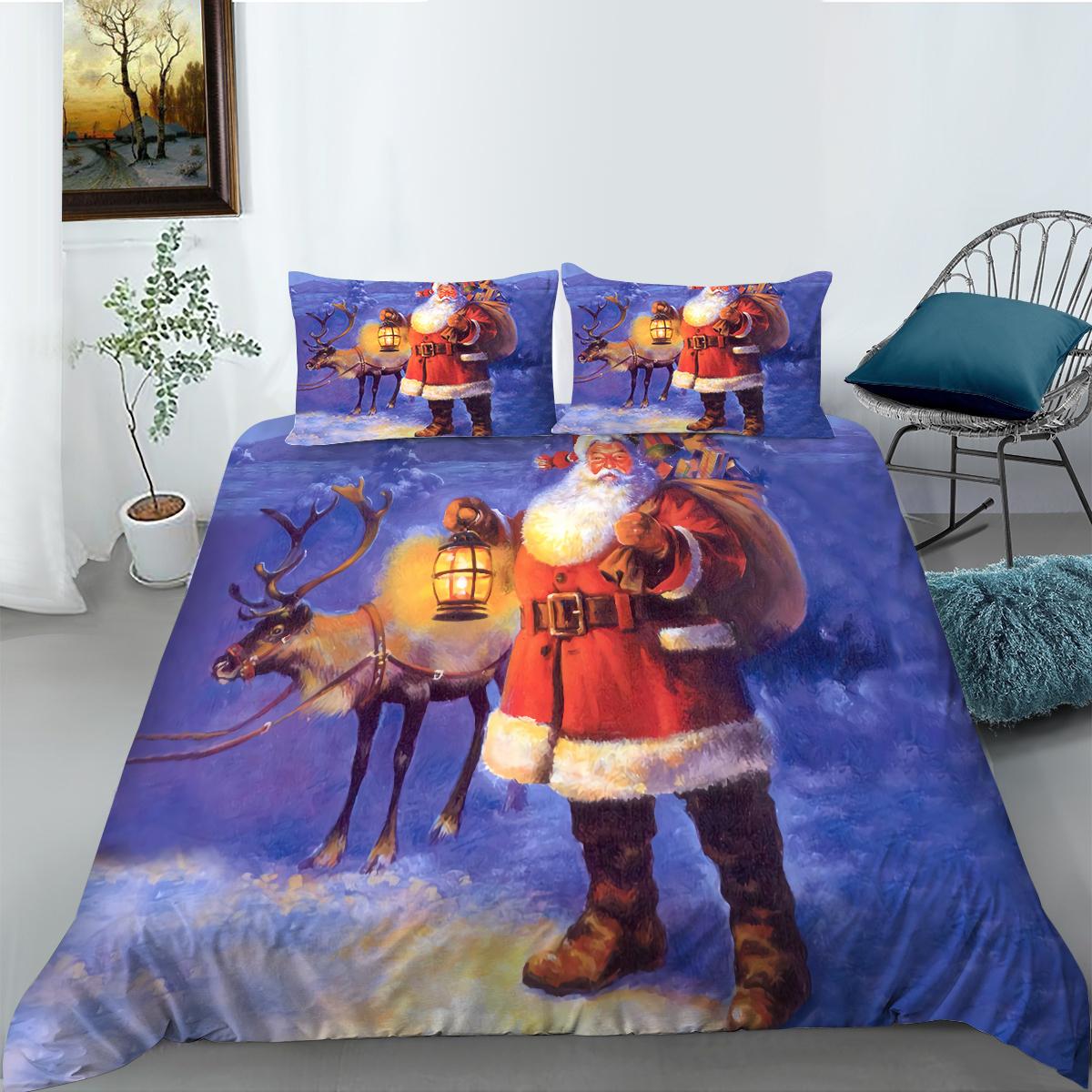 

Рождественский комплект постельного белья, одеяло и наволочка, полноразмерная односпальная кровать Queen King, подарок на Рождество, домашнее постельное белье EU Single 135x200cm