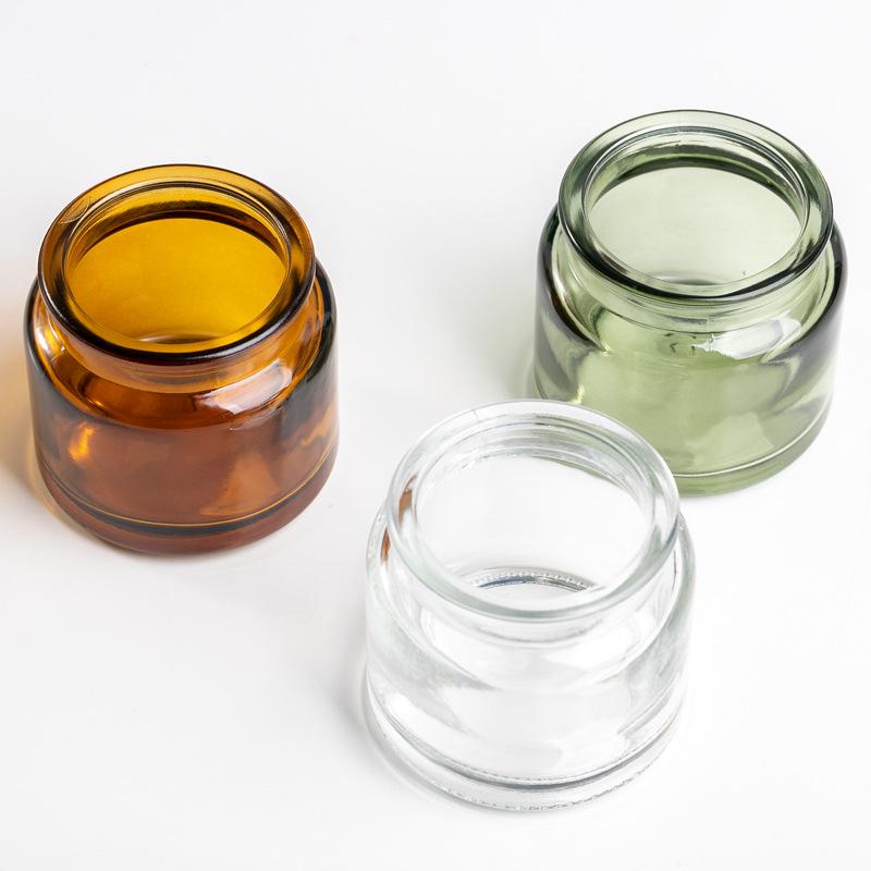 Transparent Green Tea Scented Candle Holder with Cork Lid - High-Temperature Resistant Glass