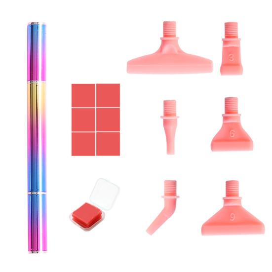 1 Set Rhinestone Painting Tool Kit Comfortable Grip Metal Colorful Thread Drill Pen with Replacement Heads DIY Craft
