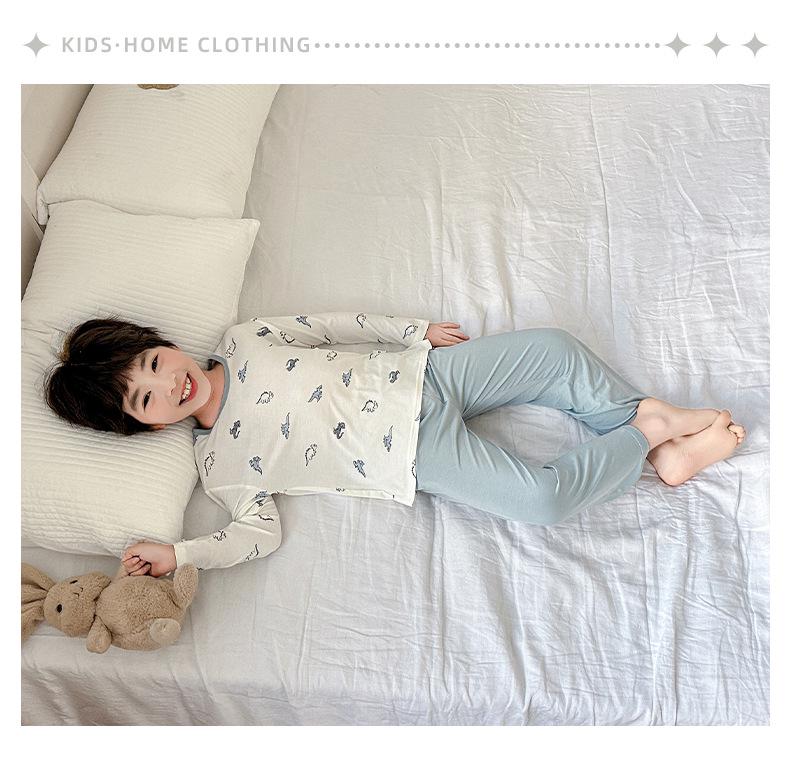 2025 Kids' Spring/Autumn Modal Cartoon Pajama Set: Lightweight & Loose Fit for Boys - Perfect for Home & Air Conditioning.