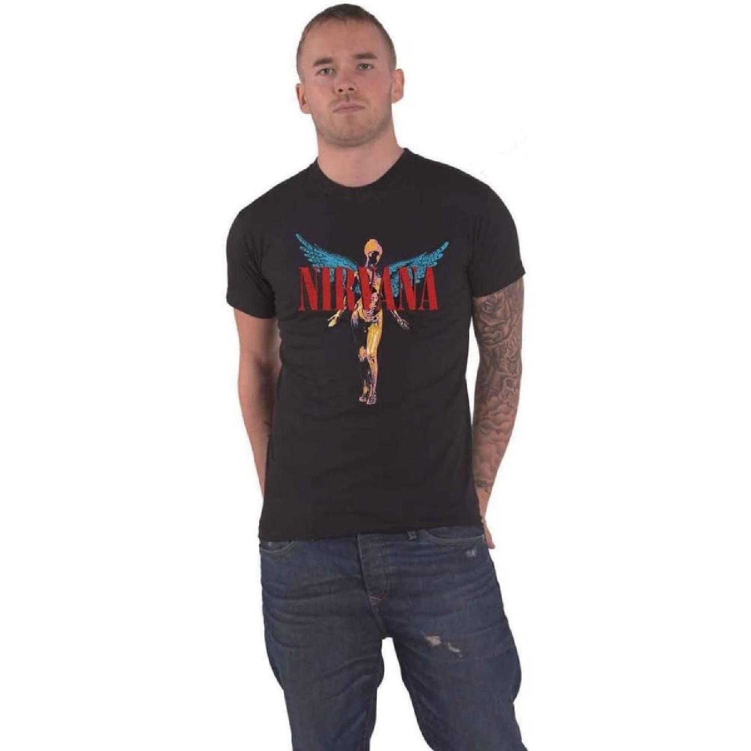 Nirvana T Shirt In Utero Angelic Band Logo New Official Mens Black Size XXXL S