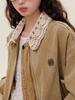 In Stock: Romantic Lace Denim Jacket with Detachable Knit Collar and Bud Hem - Girlish Style for Autumn